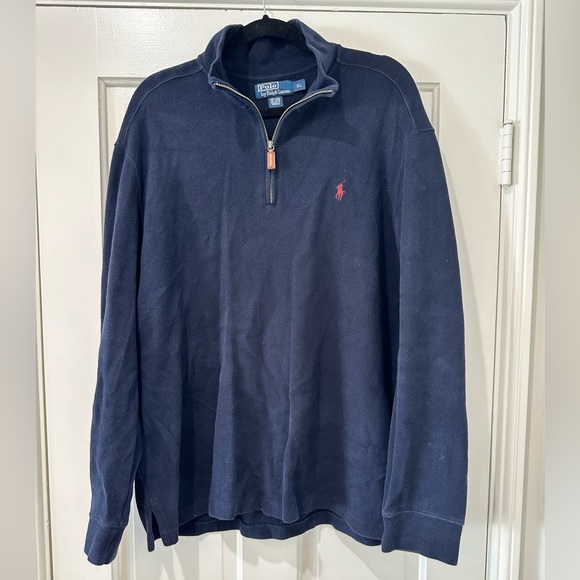 Polo Ralph Lauren men’s black cotton pullover sweater zip up top - Picture 1 of 10